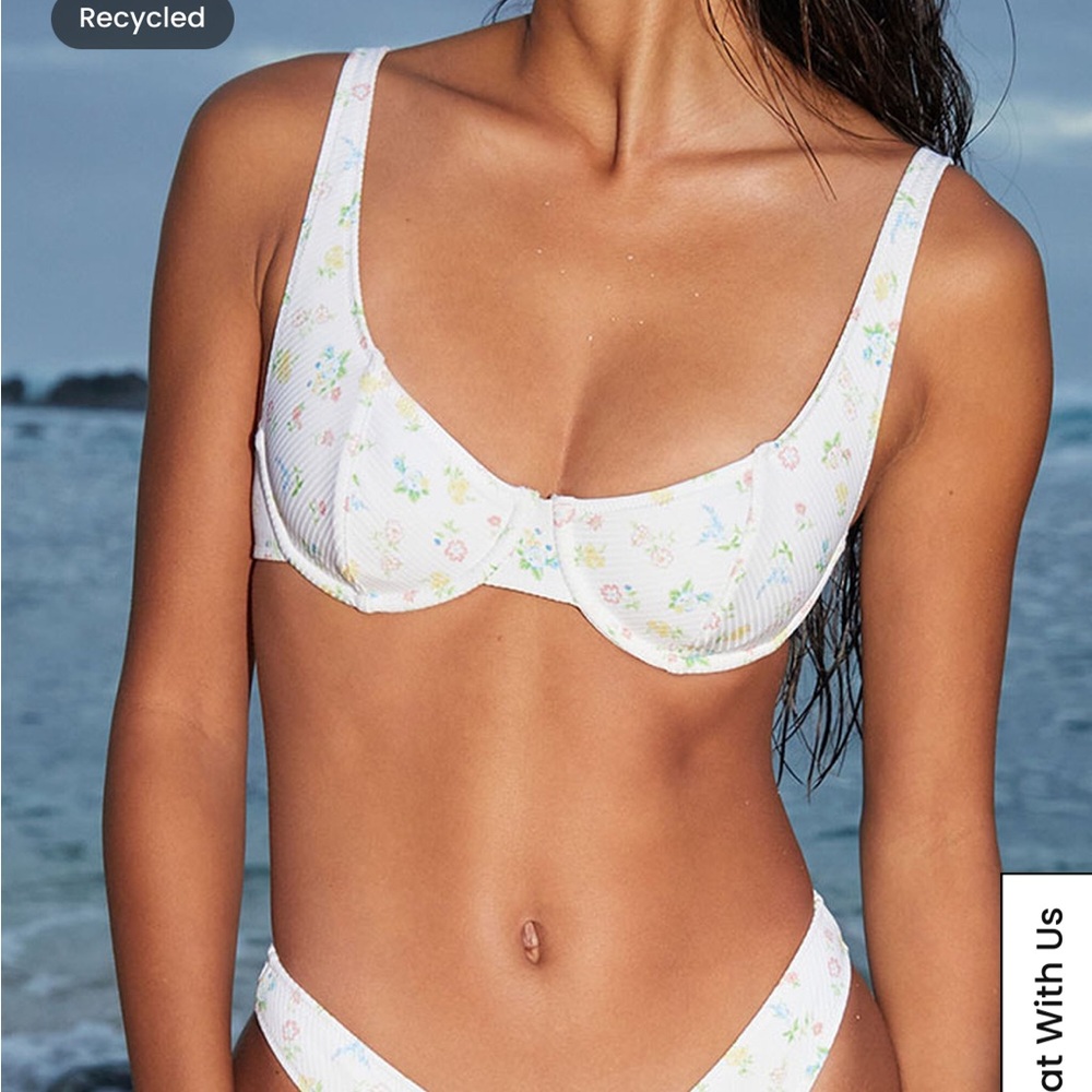 PacSun Eco Floral Nessa Ribbed Bralette Top & Scoop High Cut Bottom Bikini Set - Picture 5 of 16